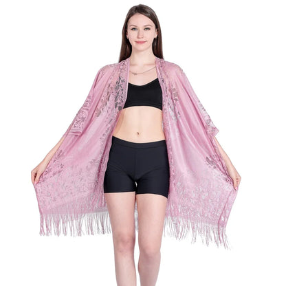 Women Sun Protection Shawl Lady Summer Hollow Out Lace Cardigan Holiday Bikini Blouse Breathable Beach Cape Sexy Long Tippet