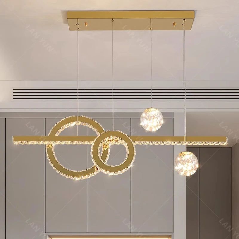 Modern home decoration salon lamps for living room smart crystal Pendant lights dining room indoor lighting