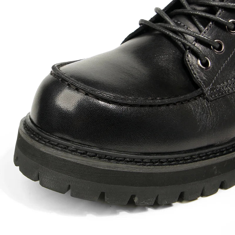 Vintage Work Boots Men's Winter High-top Leather Boots Men Mid-top Short Boots