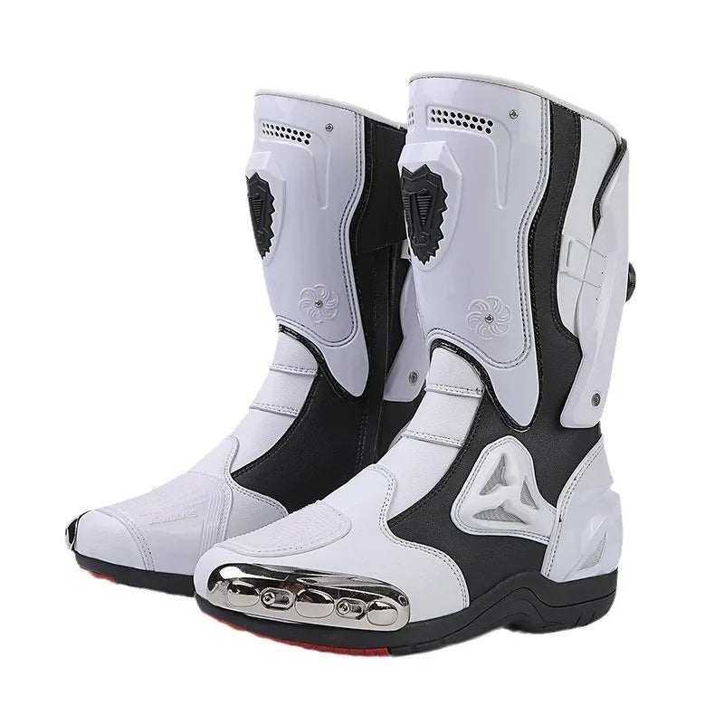 JG-Wolf Leather Motocross Boots Men Anti-slip Off Road Motorcycle Boots Adventure Touring MX MTB Dirt Bike Boots