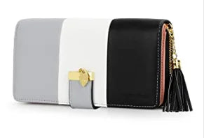 Pomelo Best RFID Blocking Tri-color Women's Zipper Wallet PU Leather Large Capacity Card Holder Coin Purse Travel Gift Clutch