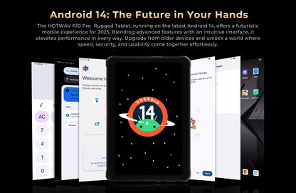 HOTWAV R10 Pro Rugged Tablet 10800mAh Massive Battery 10.1'' HD+ Display Octa-core Pad Android 14 8GB/16GB Expansion RAM 256GB ROM 13MP + 5MP Camera 4G Global Tablet PC