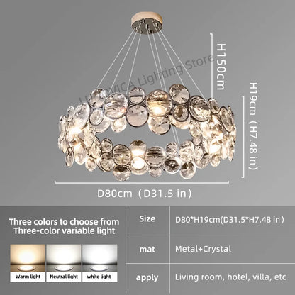 Modern Crystal Chandelier Luxury Villa Living Room Bedroom Dining Room Kitchen Modern LED Ceiling Hanging Lamp