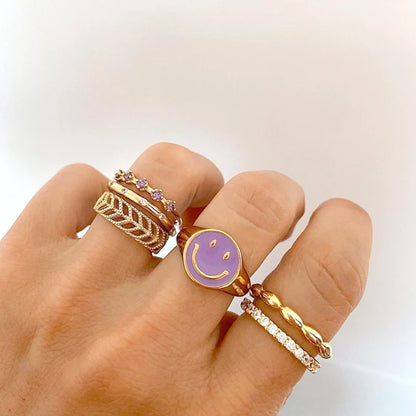 24K Gold Plated Colorful Crystal Gold Rings Turquoise Engagement Wedding Anniversary Ring Light Luxury Fashion Jewelry Gifts A40