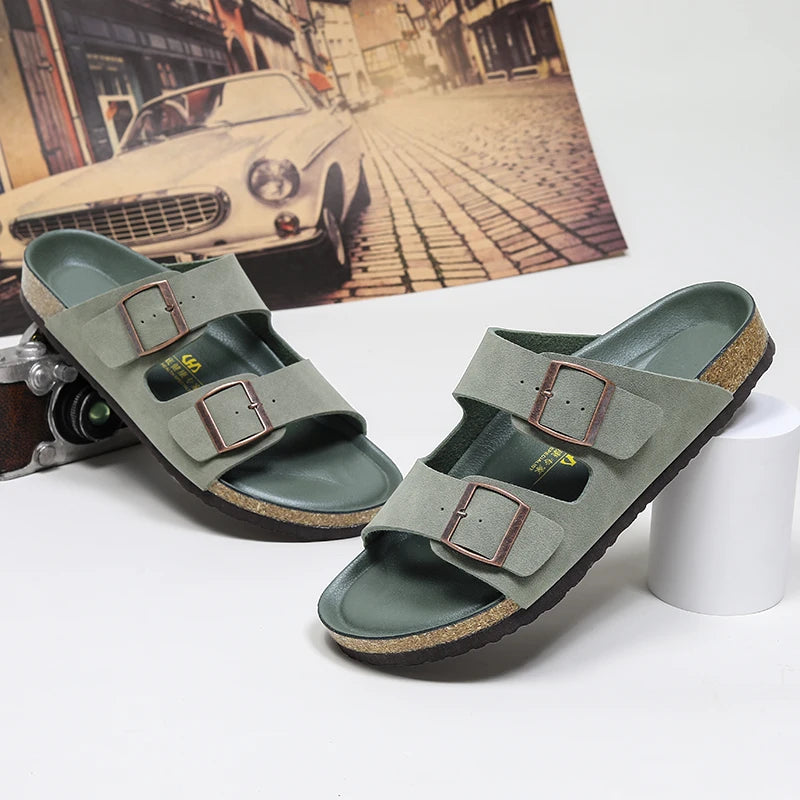 Men Leather Sandals Summer Classic Boys Shoes Slippers Soft Sandals Roman Comfortable Outdoor Beach Walking Footwear All-Match