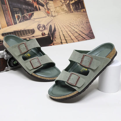 Men Leather Sandals Summer Classic Boys Shoes Slippers Soft Sandals Roman Comfortable Outdoor Beach Walking Footwear All-Match
