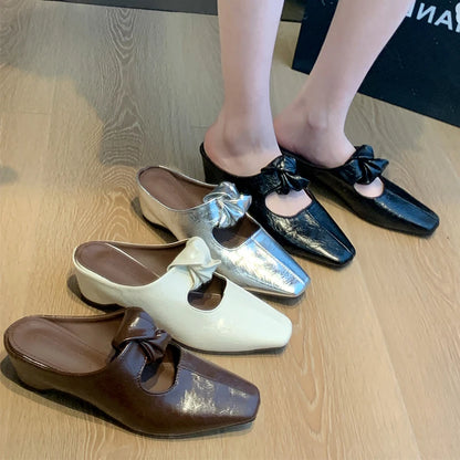 Women Heeled Sandals Slingback Mules Leather Shoes Summer Slippers 2026 Luxury Mary Jane Shoes Comfort Flip Flops Mujer Slides