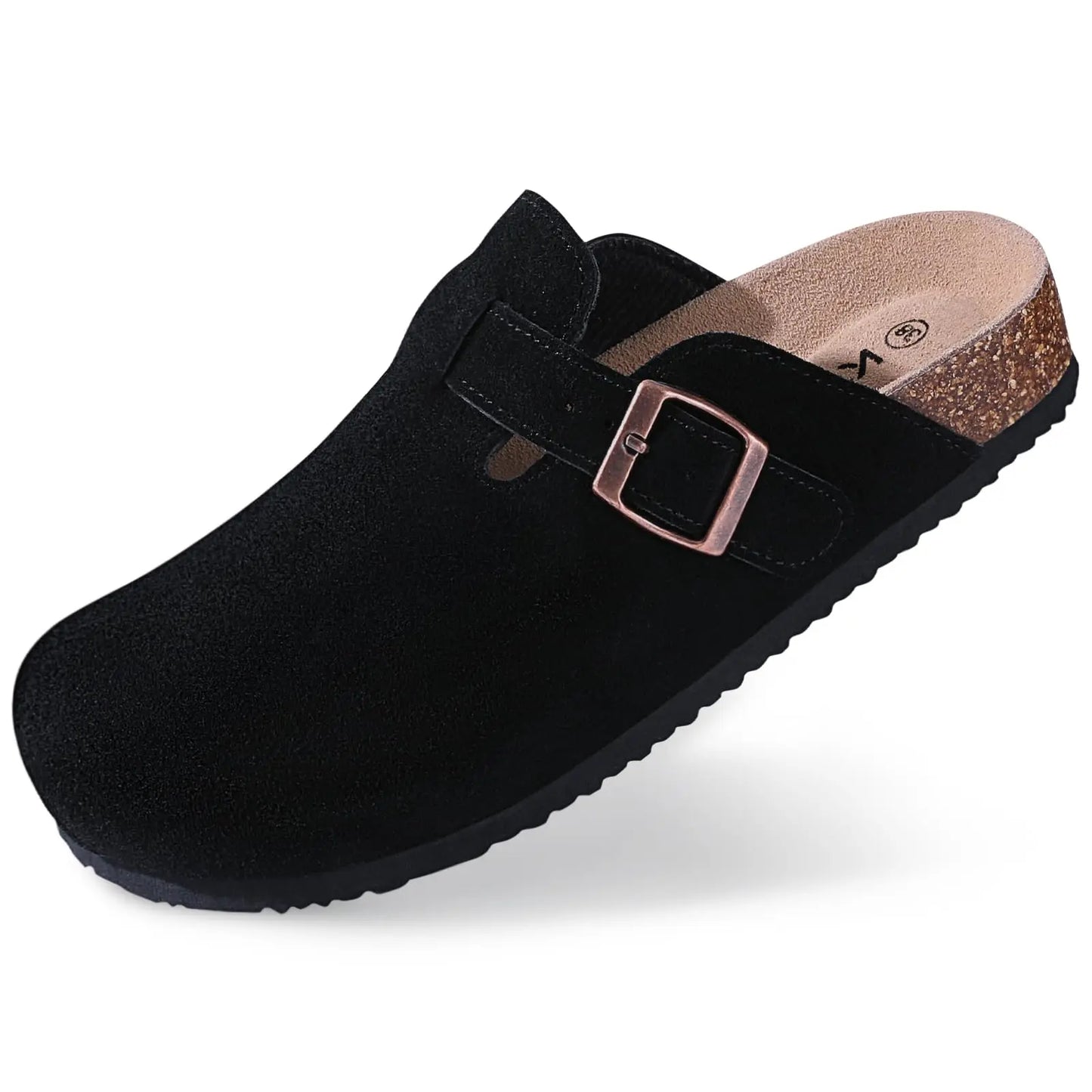 Evshine Men's Cow Suede Clogs with Arch Support Leather Mules Comfort Fashion Potato Shoe Women Cork Footbed Genuine Suede Clogs
