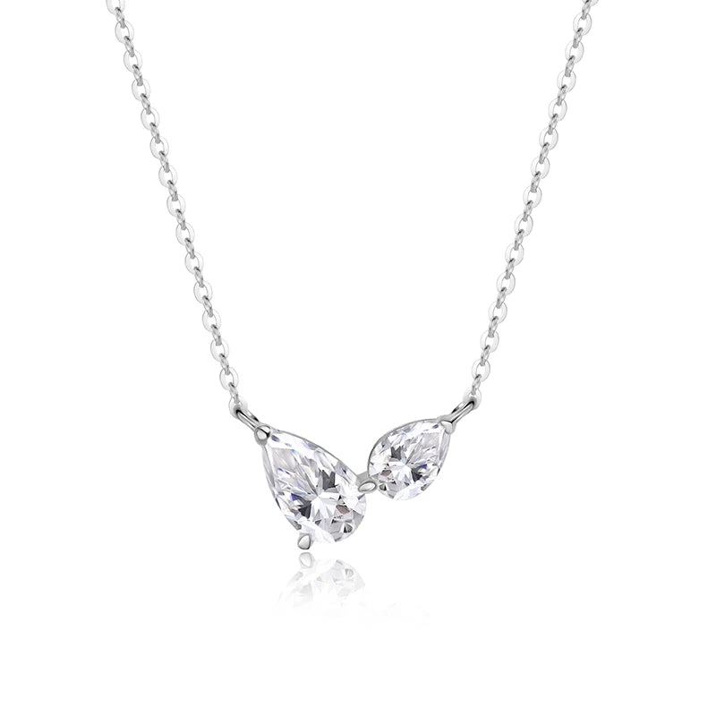 Smyoue Pear Cut All Moissanite Necklace for Women 2 Gems Lab Diamond Female Pendant 100% 925 Sterling Silver Jewelry Wholesale