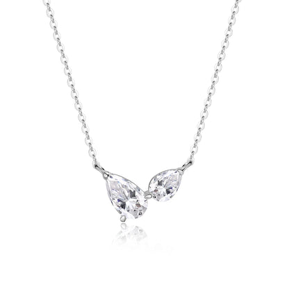 Smyoue Pear Cut All Moissanite Necklace for Women 2 Gems Lab Diamond Female Pendant 100% 925 Sterling Silver Jewelry Wholesale