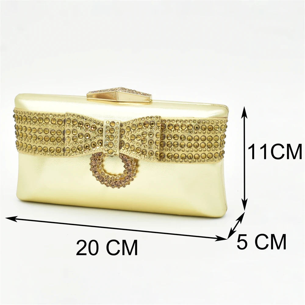 Fashion Women Shoes and Bag Set In Italy Matching Shoes and Bag Set Decorated with Rhinestone Nigerian Shoes and Matching Bags