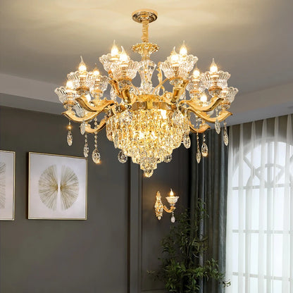 European Style Pendant Lamp Living Room Lamp Crystal Luxurious Atmosphere French Style Restaurant Lamp Duplex Building Lights