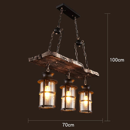 Retro Wood E27 LED Ceiling Lamp Antique Industrial Chandelier Lighting LOFT Bar luminaire Vintage Pendant Lights lustre