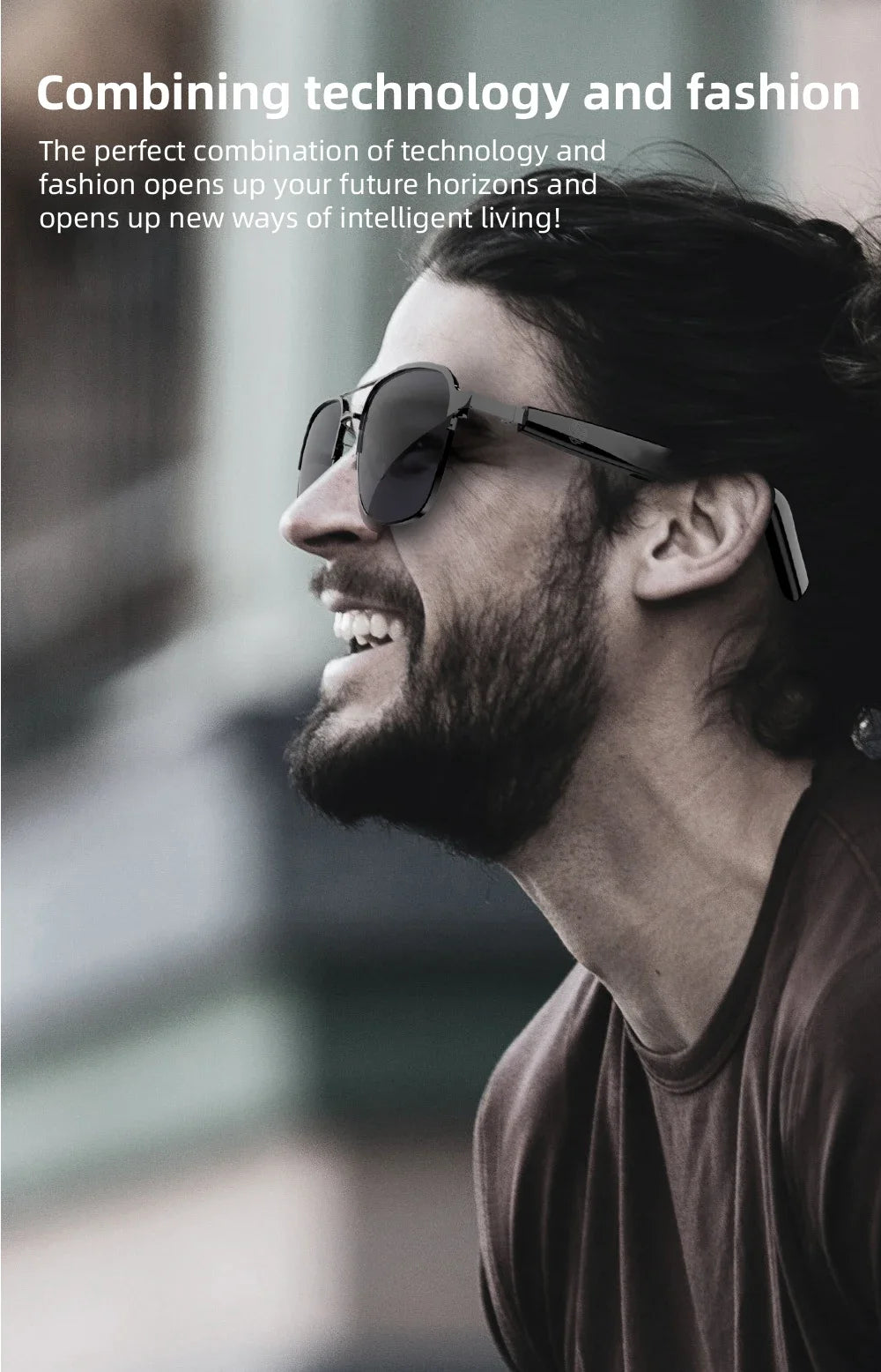 High-quality Sunglasses Smart Glasses With Earphones Bluetooth Music Outdoor Cycling UV protection Women's Glasses Men