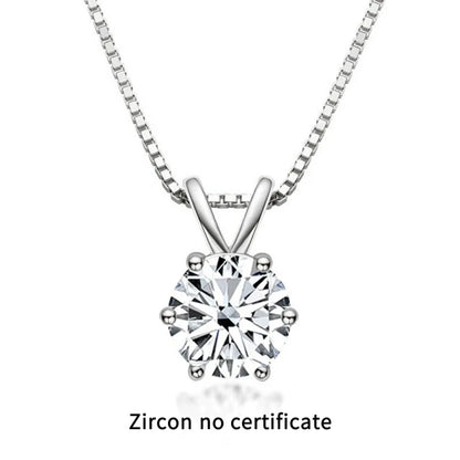 TY 1ct Moissanite Pendant Necklaces S925 Sterling Silver Solitaire Necklace Chains For Women Fine Jewellry Gifts