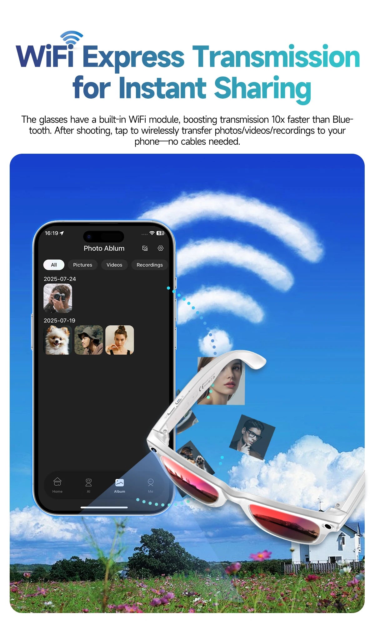 Trending Smart Sunglasses With 8MP 4K Camera Wifi Ai Translation Take Photos Videos Audio Music Smart Wearable Headset Glasses