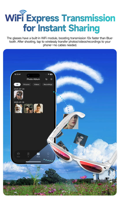 Trending Smart Sunglasses With 8MP 4K Camera Wifi Ai Translation Take Photos Videos Audio Music Smart Wearable Headset Glasses