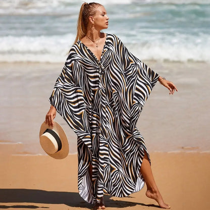 Fashion Boho Bikini Cover-ups Oversized Leopard Zebra Print Beach Cover Up Open Front Sunscreen Shawl For Women