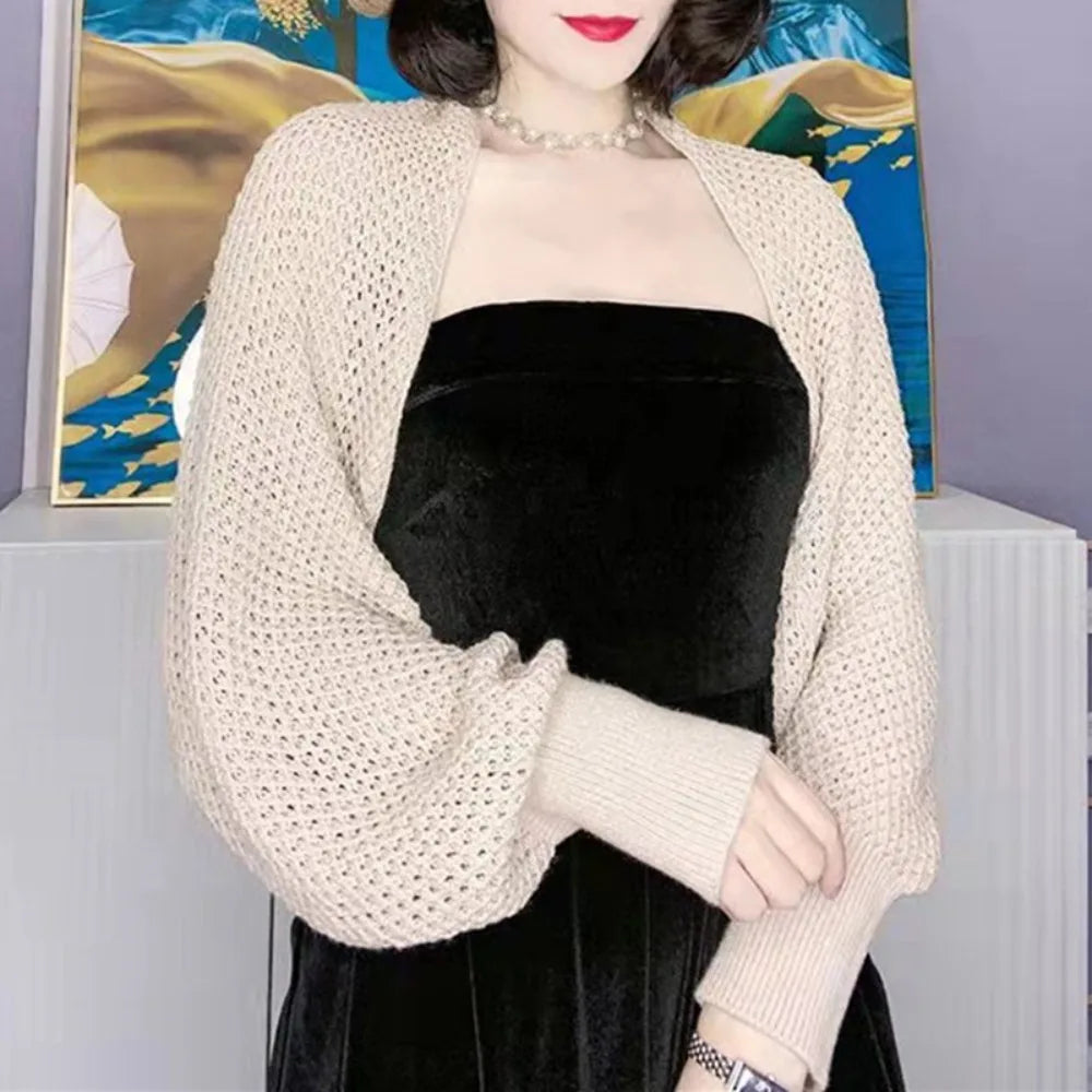 Womens Fashion Hollow Ice Silk Shawl Simple Elegant Thin Outerwear Coat Luxury Long Sleeve Smock Top