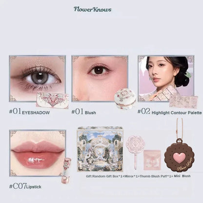 Flowerknows Butterfly Cloud Collar Collection Gift Set Makeup Kit Blush Lipstick Eyeshadow Palette All In One Box For Women