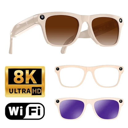 Smart Glasses 8K HD AI Photography Recording Intelligent Object Recognition 290mAh Battery Bluetooth Voice Assistant Unisex