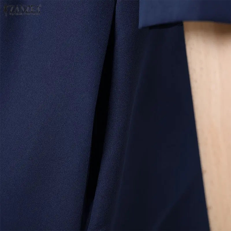 ZANZEA OL Work Party Women Jumpsuits Solid Color Summer 3/4 Sleeve Sevy V Neck Rompers Solid Playsuits Wide Leg Pants Streetwear