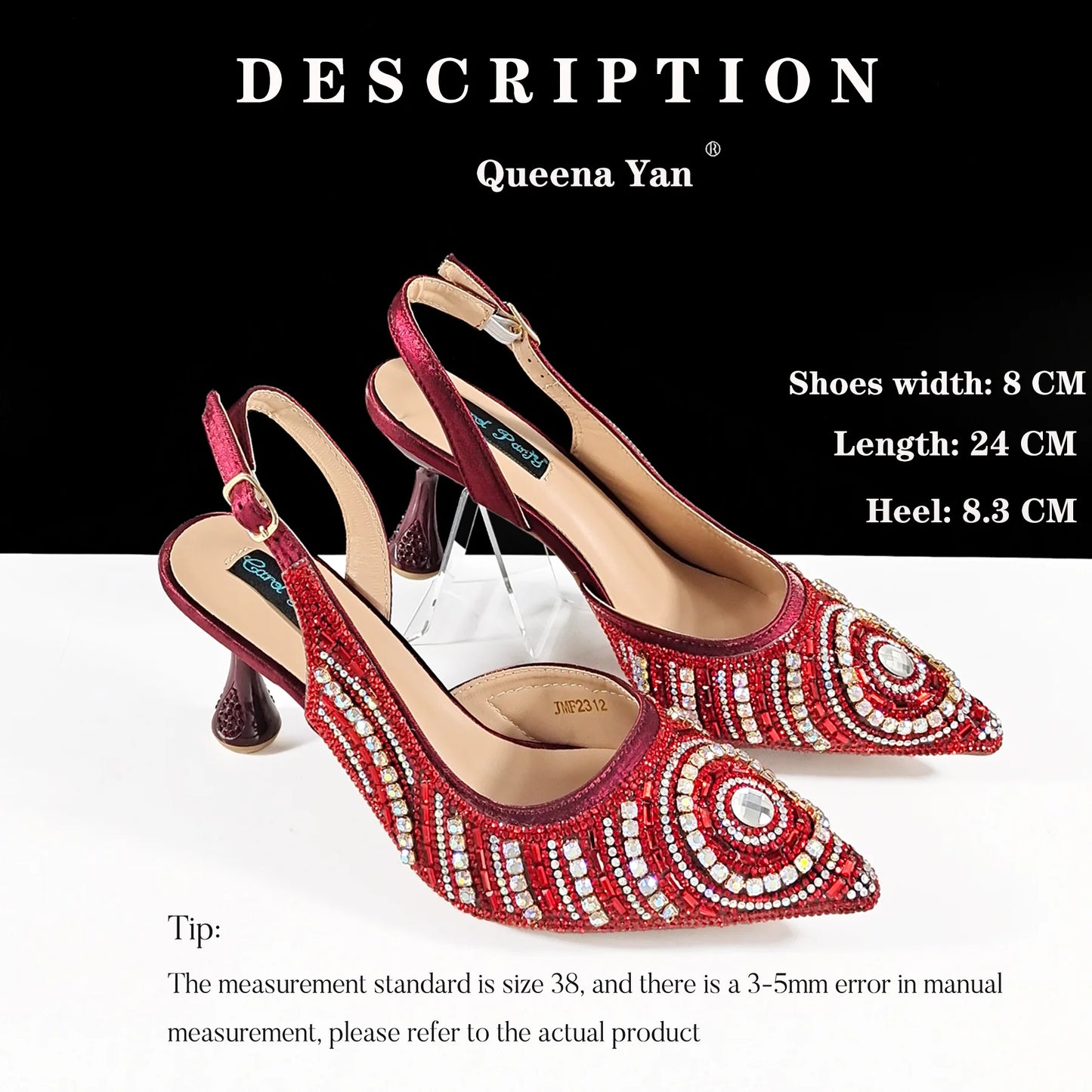 Queena Yan High-end Matching Women's Shoes with Diamond Hard Box Bag Popular in Nigeria Party Women's High Heels