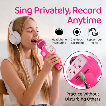 Wireless Bluetooth 5.2 Karaoke Microphone Portable Speaker Voice Changer RGB LED Premium Party Entertainment Singing Machine TWS Kids Adults Gift