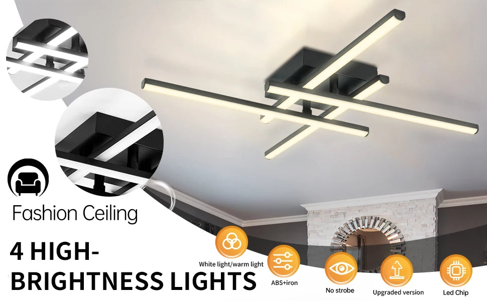 New Modern Led Ceiling Lights Black Ceiling Lamp for Living Room Bedroom Studyroom Led Lights for Room Ceiling Light Fixtures