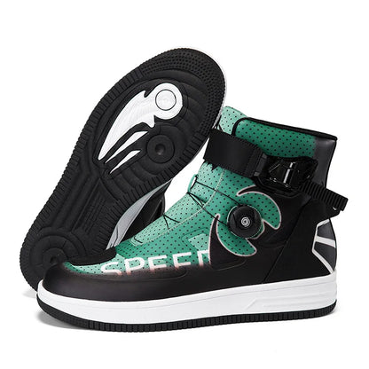 Man Studded Boots Waterproof Motorcycle Shoes Wear-Resistant Motocross Boots Anti-Fall Motorcycle Equipment Motorcycle Boots