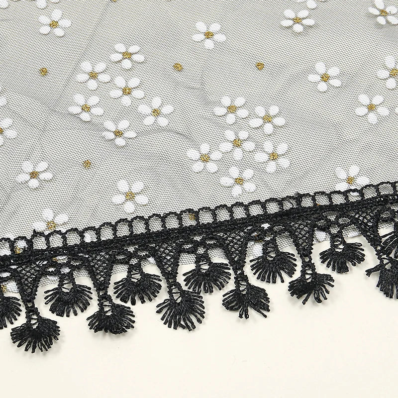 1 PCS Elegant Lace Pearl Tassel Shawl Women Scarf Fashion Printed Floral Wrap Summer Sun Protection Shawl
