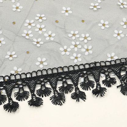 1 PCS Elegant Lace Pearl Tassel Shawl Women Scarf Fashion Printed Floral Wrap Summer Sun Protection Shawl