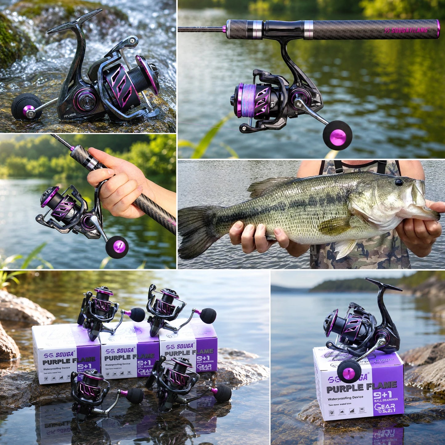 Sougayilang Spinning Reel 1000-4000 Serie 9+1BB 5.2:1 Gear Ratio CNC Aluminum Spool Waterproof Saltwater Freshwater Fishing Reel