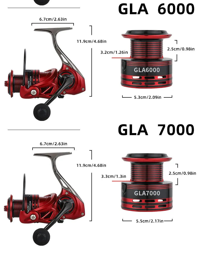 BILLINGS Metal Fishing Reel Spinning 5.2:1 Freshwater Saltwater Spinning Reel Max Drag 12KG 1000-7000 Series Fishing Reel