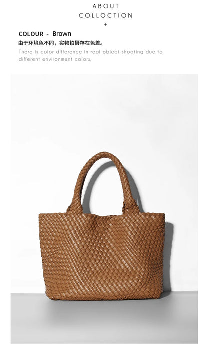 Large-Capacity Designer Knitting Fashion PU Leather Women's Shoulder Bag Handbags for Beach Travel Single-Shoulder Ladies Bag