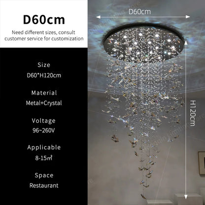 Crystal Chandelier Pendants Butterfly Chandelier Over the Table  Hanging Lights for Kitchen Island Living Room Pendent Lamp