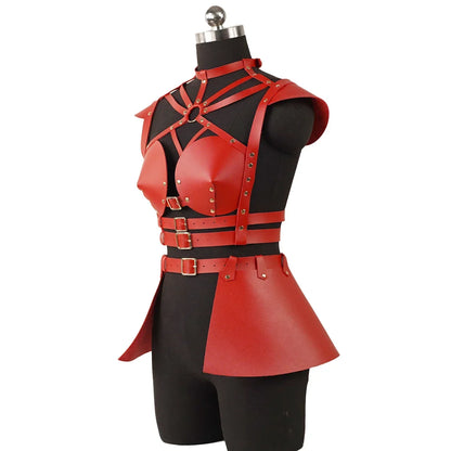 Women Punk Gothic Adjustable PU Holographic Back Strap Harness, Fashion Costume Decor Accessory for Rave Party Halloween