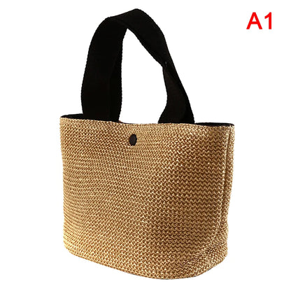 New·Elegant Ladies Straw Woven Handbag Women Holiday Beach Casual Tote Top-Handle Bags Fashion Retro Shoulder Bags·