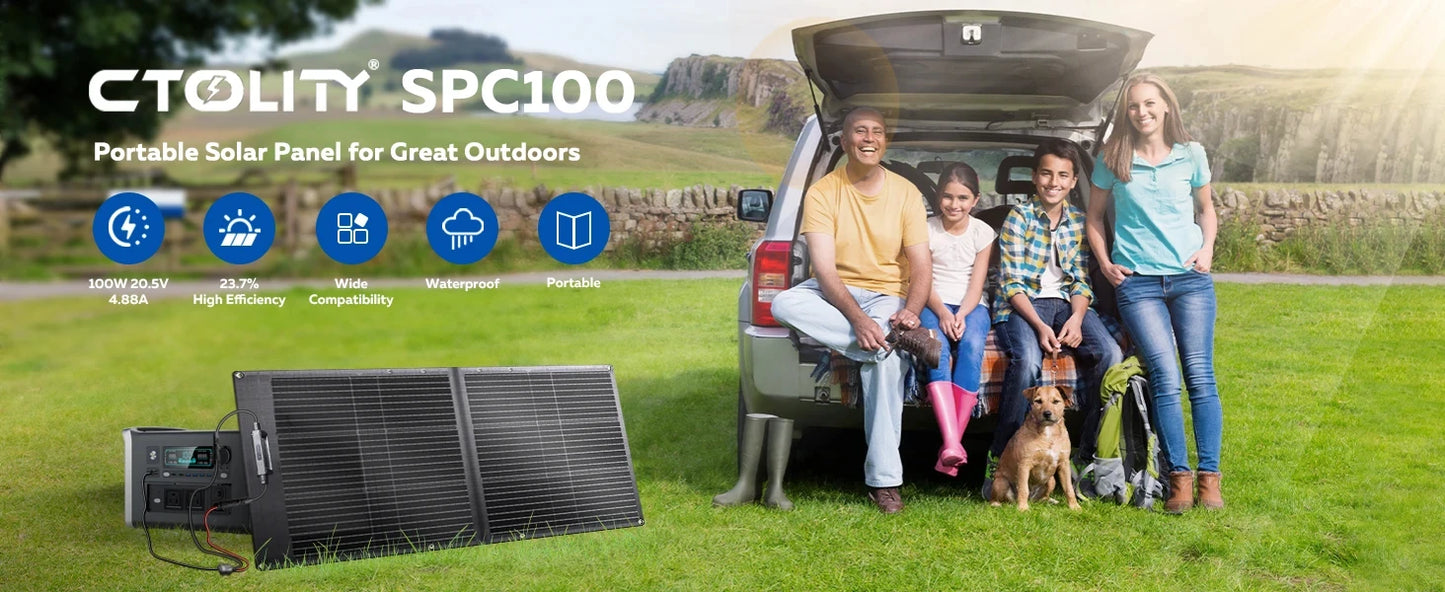 CTOLITY 100W-200W Foldable Solar Panel 22% Efficiency Portable Solar Charger for Camping Home Energy Storage Power Station