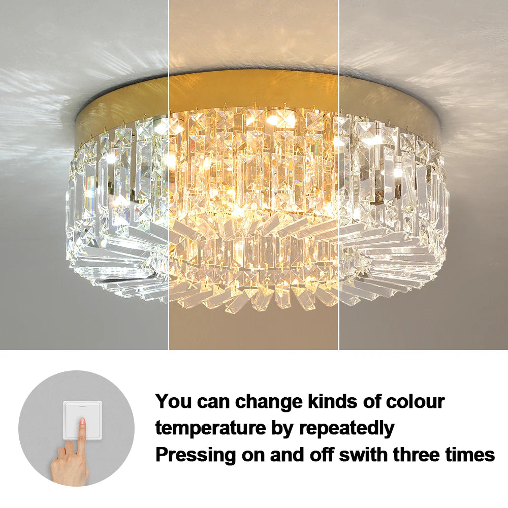 Gold Luxury Crystal Ceiling Lamp Living Room Modern Chandeliers Decoration Led Ceiling Lights Lighting Fixture Diameter 40 50cm