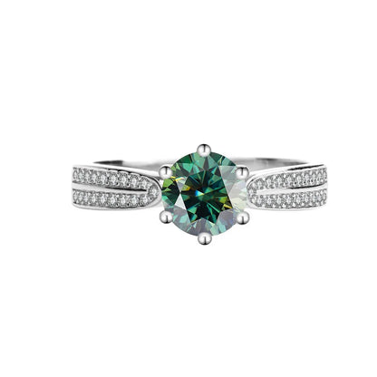 Women's PT950 Platinum Ring - 1 Carat Moissanite Star Queen Style, Six-Claw Setting, Perfect for Wedding & Proposal