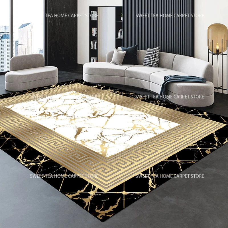 Modern Golden Luxury Carpet Large Living Room Decoration Home Rugs Non-slip Bedroom Mat Customizable Coffee Table Lounge Rugs