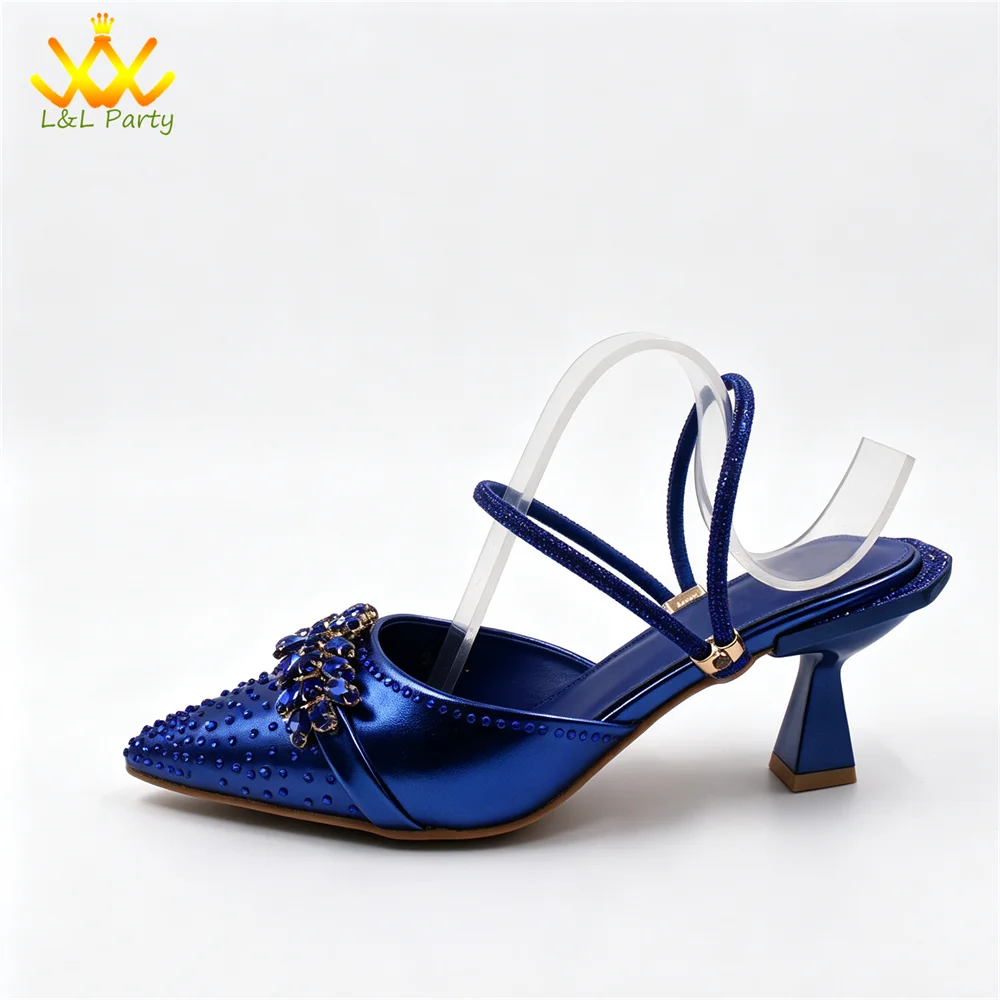 2026 Autumn New Arrivals Royal Blue Color Shoes and Bag  Set Special Design Fashion for Wedding Party