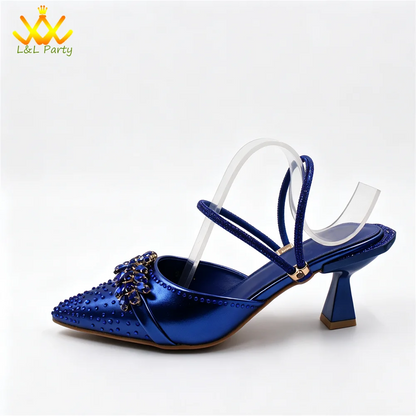 2026 Autumn New Arrivals Royal Blue Color Shoes and Bag  Set Special Design Fashion for Wedding Party