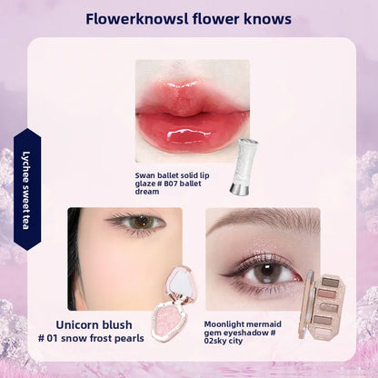 Flowerknows Gift Box Makeup Set Little Angel Full Box Lip Glaze Blusher Shell Jewelry Flower Know Birthday Gift Kit