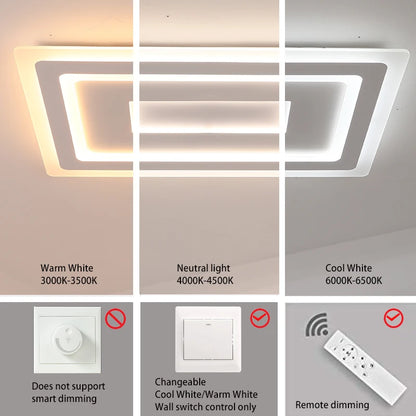 Slim LED Ceiling Light Dimmable Chandelier Ceiling Lamps Sleek White Lamp for Living Room Bedroom, Flush Mount Lighting Lights