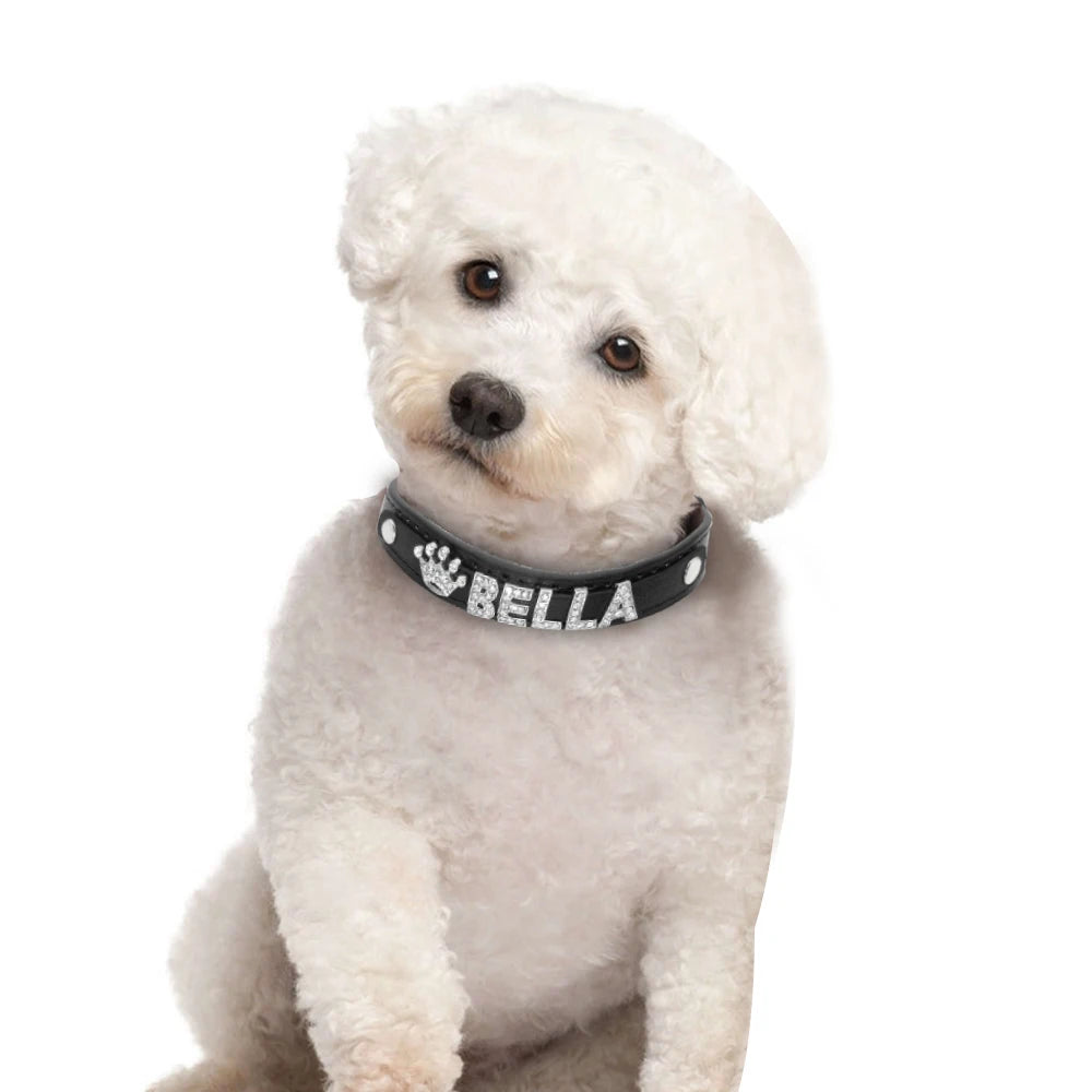 Personalized Small Dogs Chihuahua Collar Bling Rhinestone Dog Collars Free Custom Pet Dogs Cats Name Charms Pet Accessories