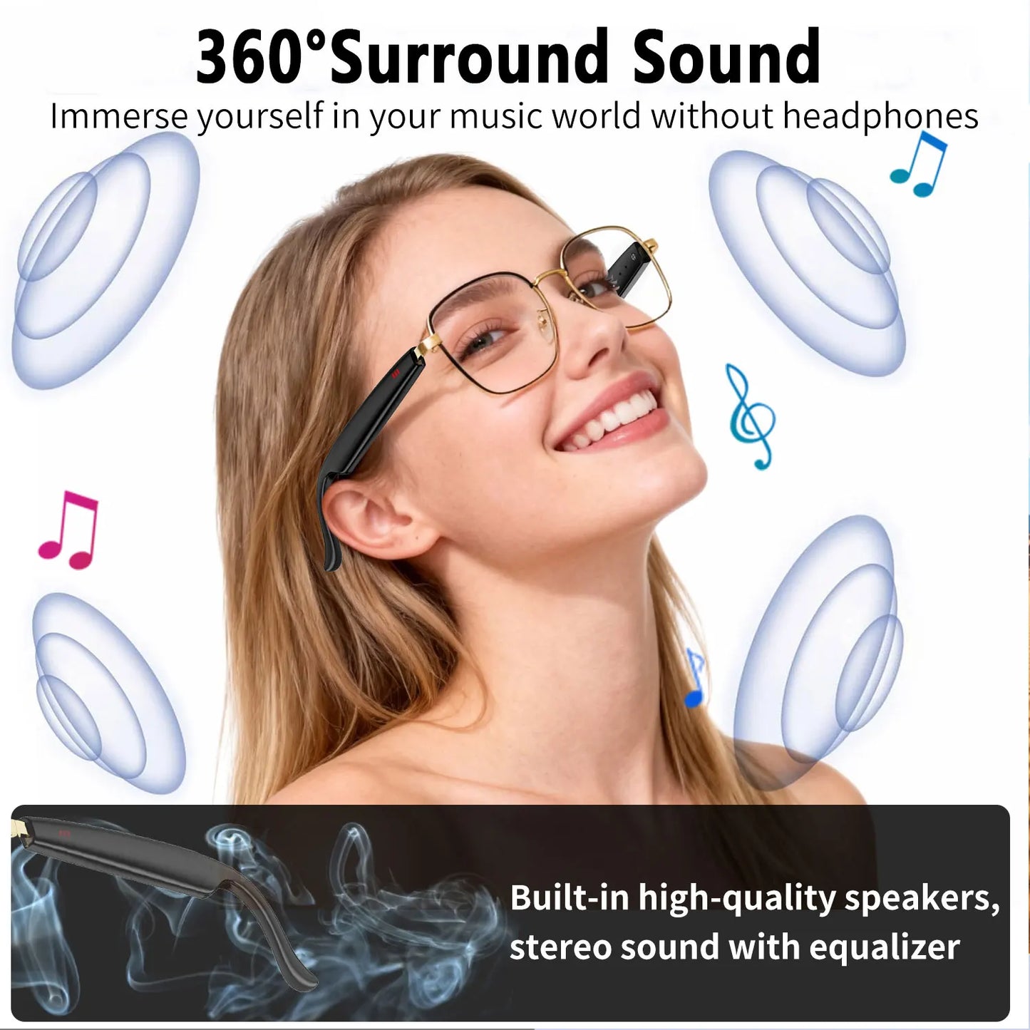 Smart Audio Glasses with Real-Time Translation Hi-Fi Music Playback Noise-Cancelling Voice Calls And Photochromic Lenses