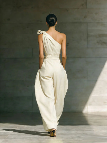 Fashion Sleeveless Jumpsuits For Woman 2026 Summer Casual One Shoulder One Piece Clothes Rompers High Quality Elegant