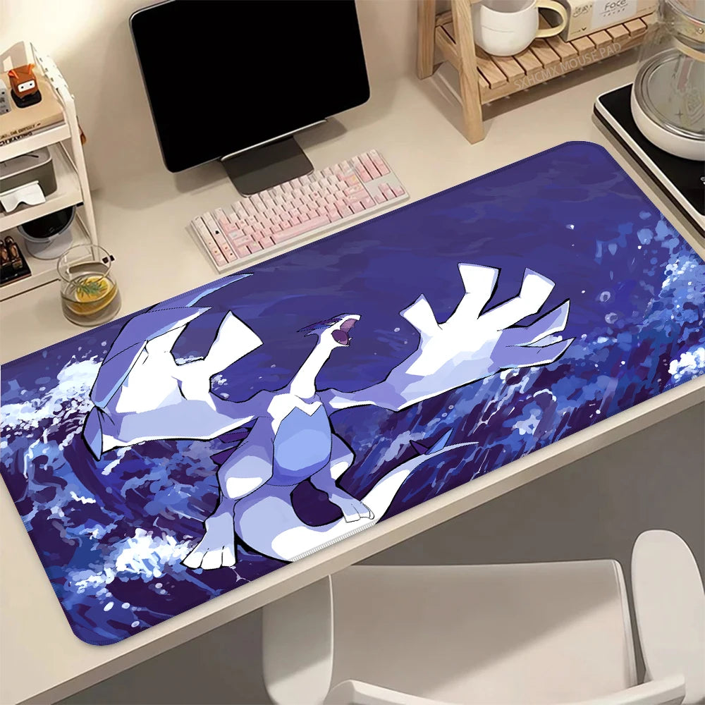 P-Pokemon Lugia Gaming Mouse Pad Large Extended Desk Mat Non-Slip Rubber Base Stitched Edges for PC Gamer Office Computer